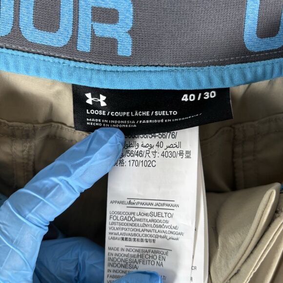 Under Armour Storm Cargo Pants Men’s Size 40/30 Beige Hydrofuge Water Resistant - Picture 2 of 13